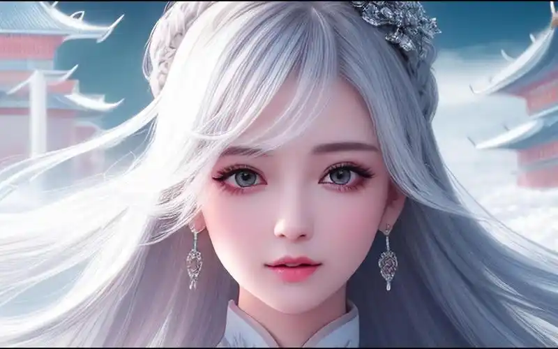 (ai绘画)银发古风美女三十二