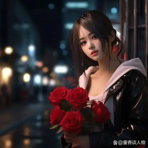 夜景人像,性感红玫瑰美女 自取,头像,美女,夜景