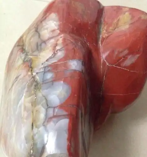 大部分说是鸡血石,有人说是玛瑙,是西藏产的.25斤.