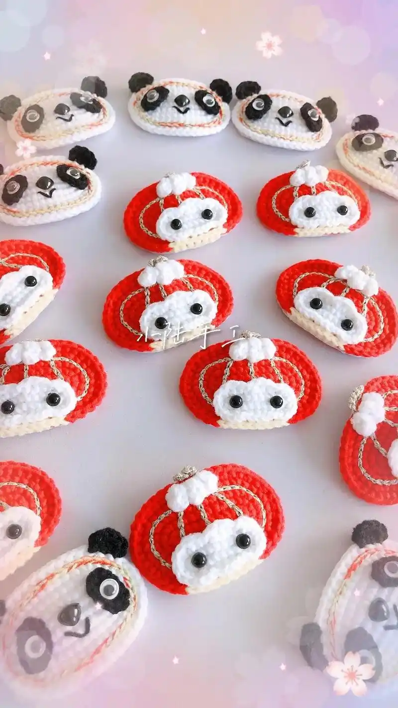 冰墩墩&雪容融发夹【附图解】 #手工diy #钩针图解 #今 - 抖音