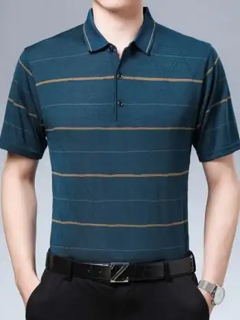 海澜之家旗下品牌爸爸短袖t恤夏装40-50岁中年人冰丝中老年男士夏季