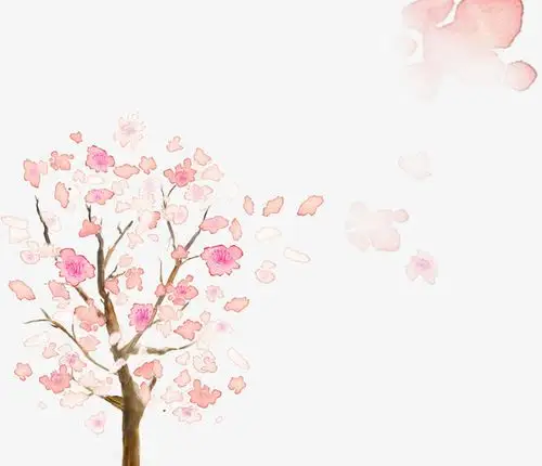 手绘开花的树免抠素材免费下载_觅元素51yuansu.com