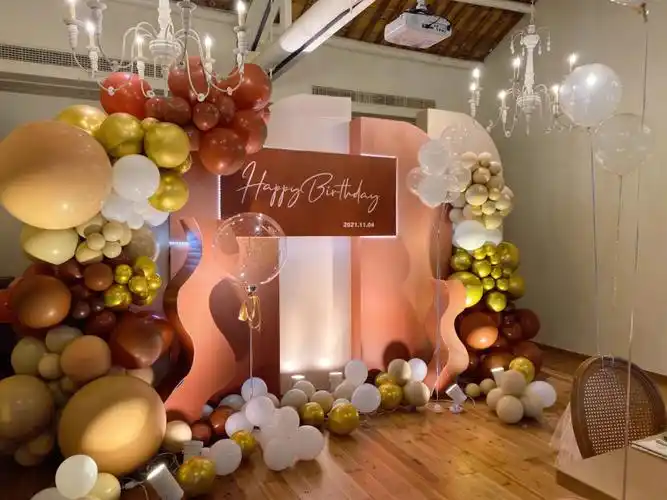 复古色生日布置女生生日派对网红生日策划