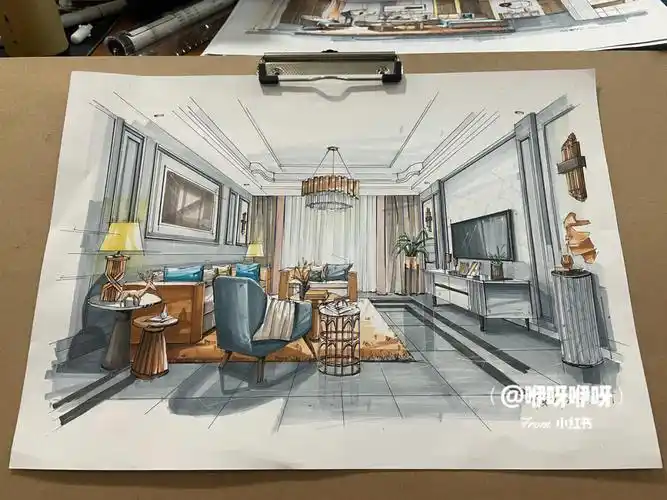 客厅室内设计手绘