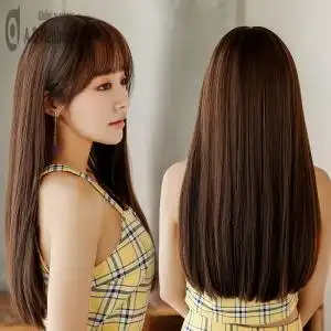 假发女长发中长发长直发齐肩短发微卷空气刘海仿真型夏季全头套式