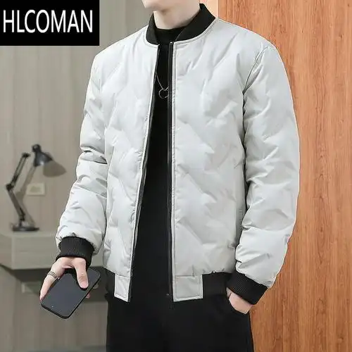 hlcoman棒球领羽绒棉袄男士潮流韩版外套短款青年棉服p暖时尚棉衣
