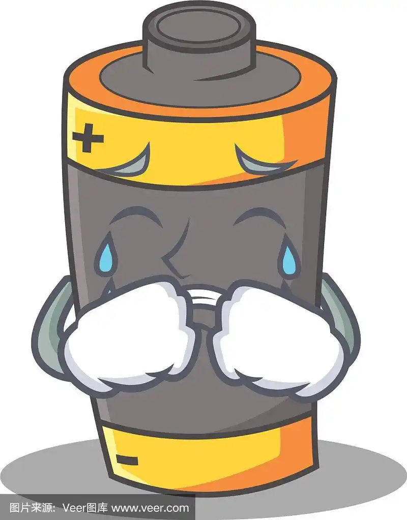 卡通风格的哭电池吉祥物