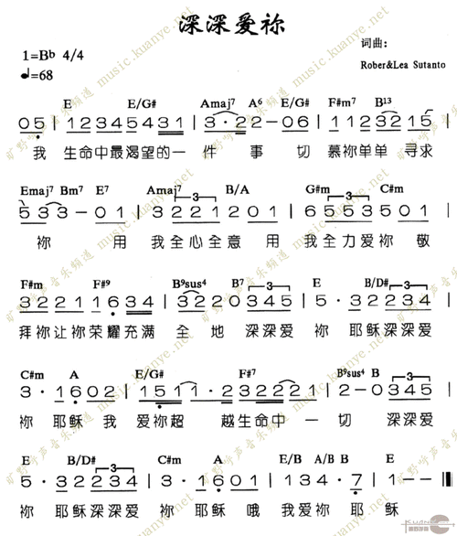 深深爱你 歌谱 简谱