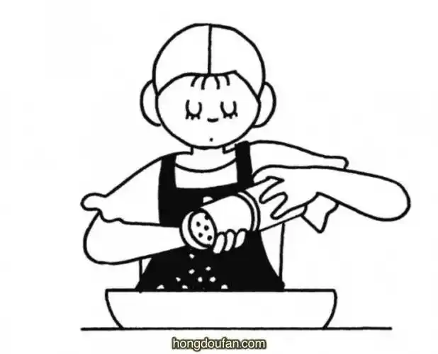 把调料撒在盘子里要如何画妈妈做饭简笔画大全