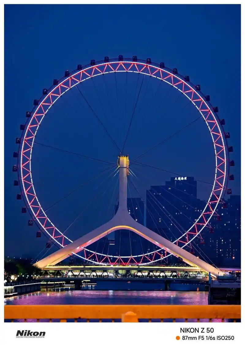 天津之眼夜景."天津之眼"摩天轮(the tientsin - 抖音