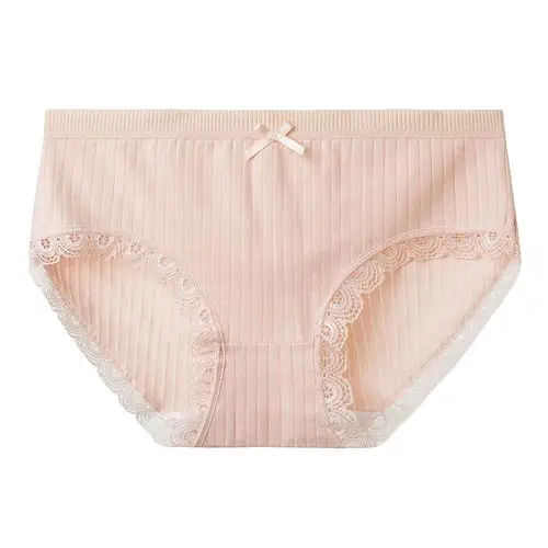 浪莎女学生三角蕾丝新款内裤中腰舒适透气纯棉抗菌韩版内衣4条装