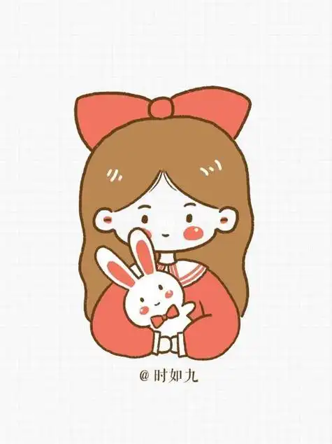 女孩和兔子的漫画简笔画