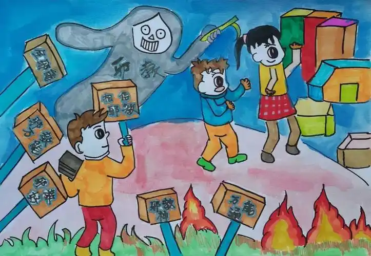 "反邪教 促平安"少儿绘画比赛第三波精美画作展示