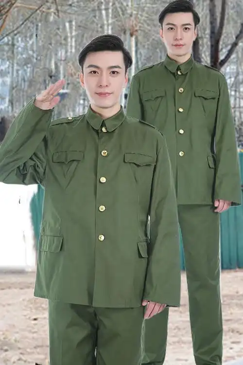 库存正品涤卡陆尉官冬常服老式干部套装立领中山装耐磨防火工作服