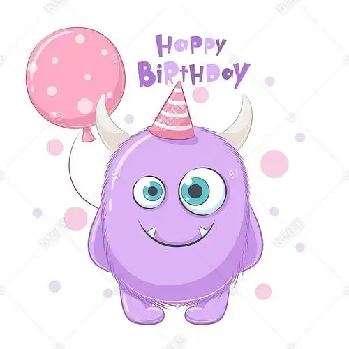 毛发小怪兽可爱卡通形象插画设计图片