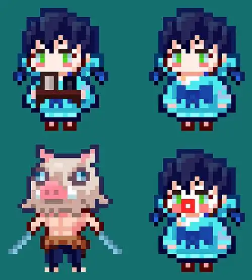 鬼灭之刃同人像素画 |插画|像素画|后山西红柿 - 原创作品 - 站酷