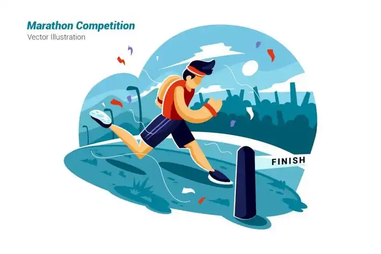 马拉松比赛场景插图矢量文件模版素材下载marathon competition vecto