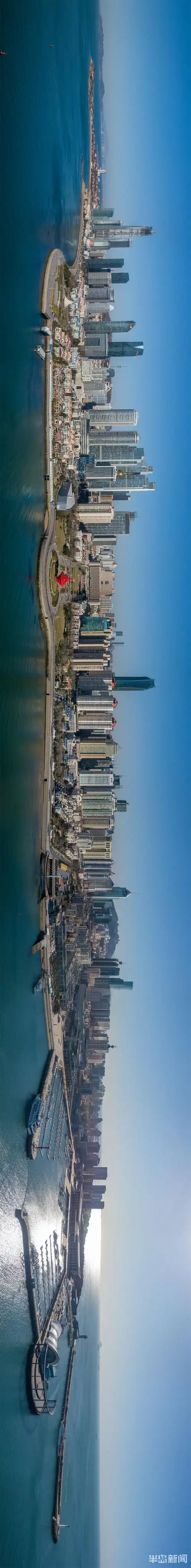 青岛浮山湾全景照来了空中俯瞰感受蓝天碧海中的城市活力