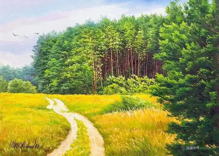 夏天的味道和色彩画风清新的风景油画