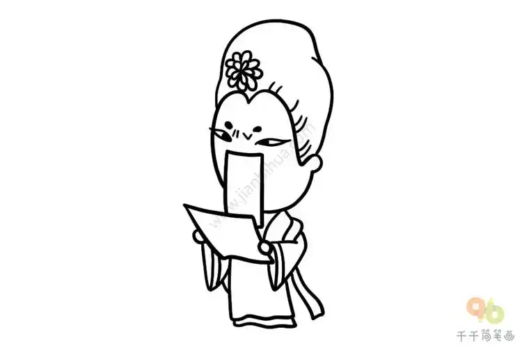 生气的唐朝小宫女手账素材简笔画