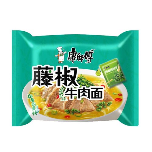 康师傅方便面藤椒牛肉面味24袋整箱装经典藤椒味夜宵宿舍袋面泡面