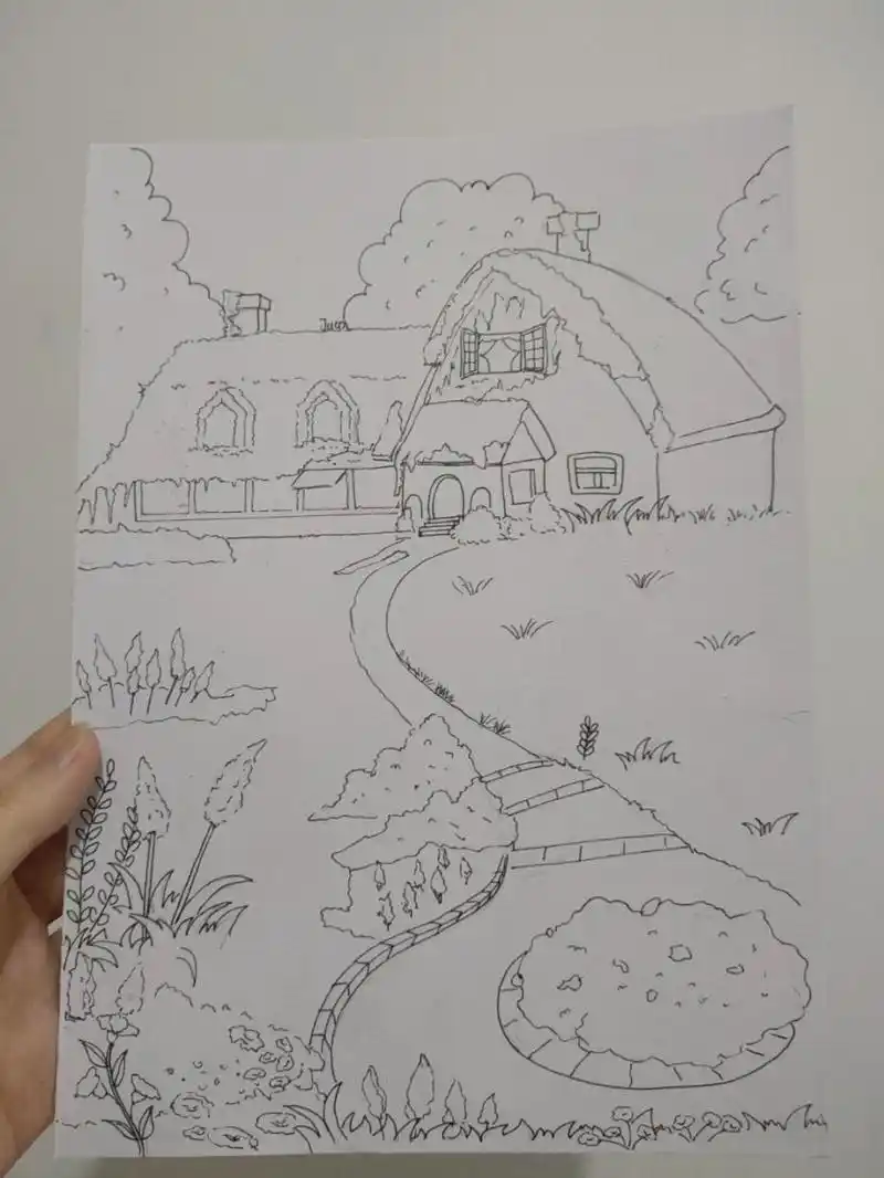 马克笔风景画线稿 #马克笔风景画# #马克笔画# #风景画# #线稿# #马克