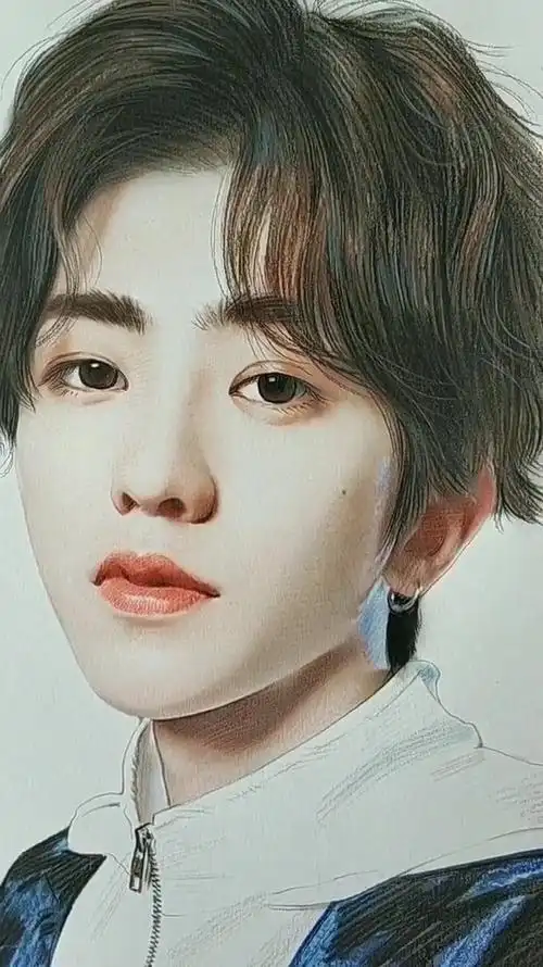 彩铅手绘画蔡徐坤画像
