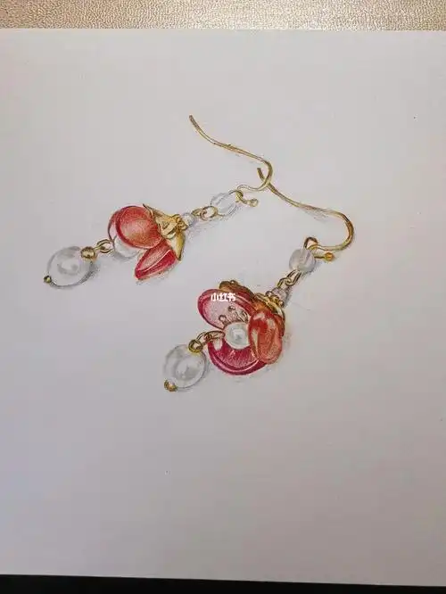 彩铅画耳环