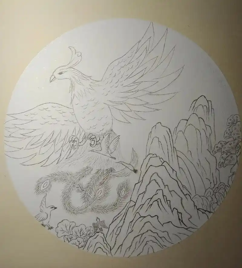 《百鸟朝凤》#工笔画#一幅画即是一道风景#留住时光留住美#鸟 - 抖音