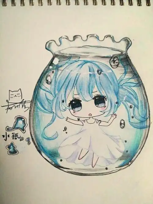 水瓶座女漫画手绘简单 画12星座少女水瓶座