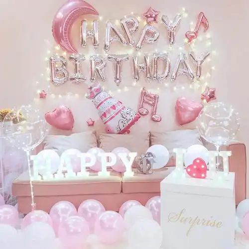 儿童过生日家里装饰简单房间场景布置派对品女孩公主宿舍4岁小孩