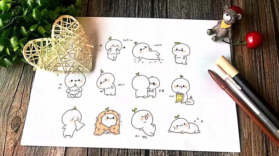小样卡通画|一口气画出12个长草颜团子,这简笔画萌翻了!