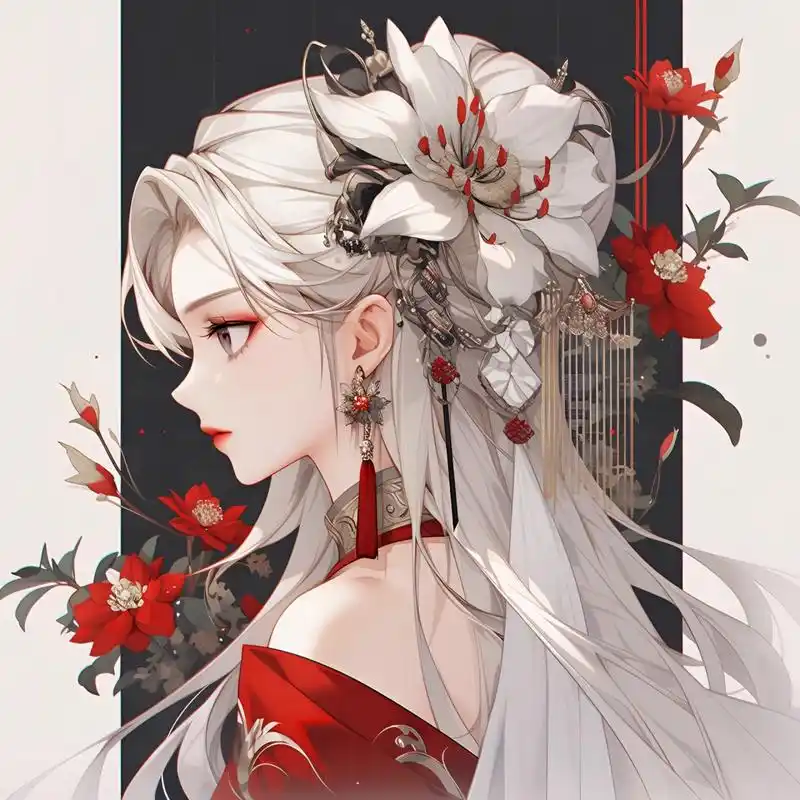 古风红衣女子头像 百千夜尽,谁为我,化青盏一座,谁倚门独望过千年烟火