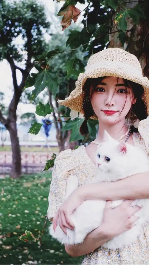 许佳琪晒与猫的合照