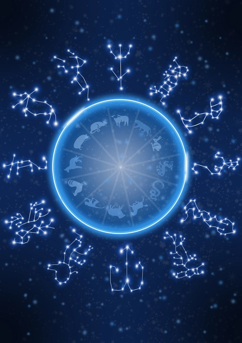 蓝色宇宙12生肖星座海报背景素材