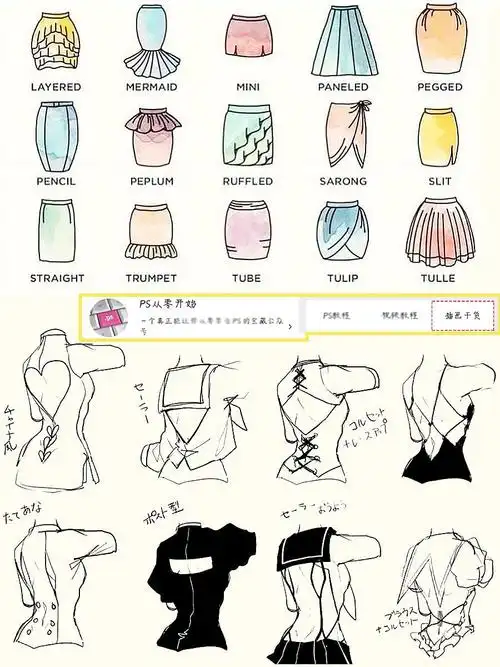 女生服装绘画参考