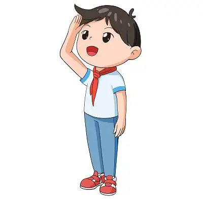 卡通人物红领巾学生敬礼png素材少先队员竞选少先队员敬礼卡通q版风