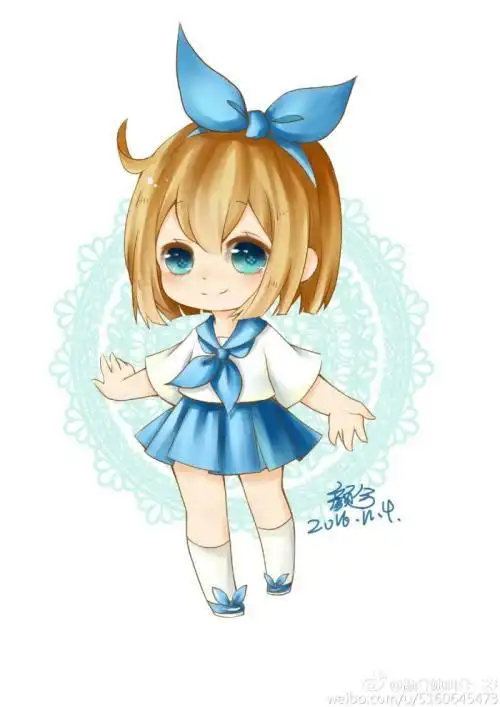 少女简笔画q版全身彩色