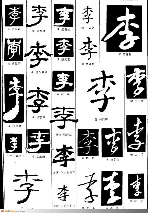 李,书法字体,黑白书法字,标志设计