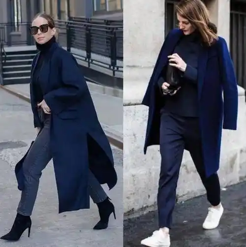 藏青色搭配穿出时尚感