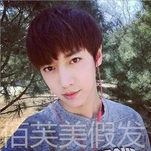 厂家批发假发可齐可斜刘海教习头男士的短发韩版黑色直发一件代发