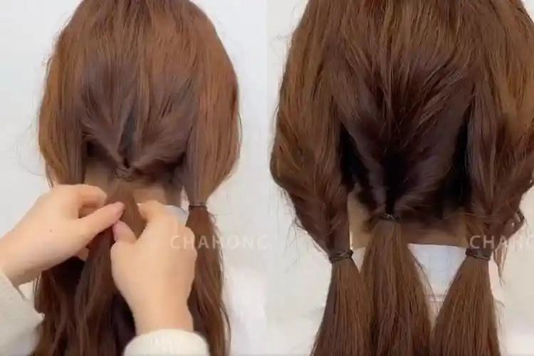 韩系包包头,丸子头绑法教程2:盘发包包头