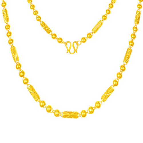 足金9999黄金项链竹节光珠橄榄加粗金项链纯金大金链子真金项链