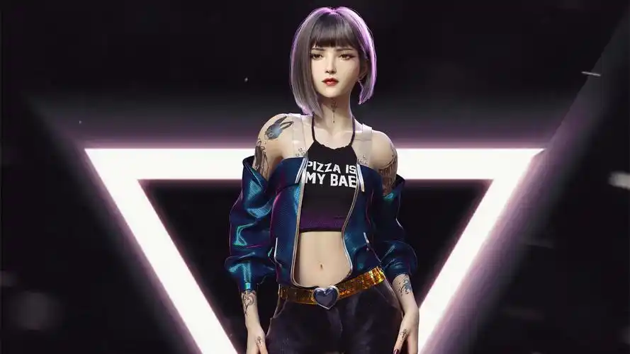 个性短发美女 纹身 露肚脐 时尚装 高清壁纸