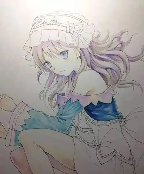 彩铅动漫人物 | 动漫美少女绘画过程,彩铅动漫人物画法步骤_颜色_图文