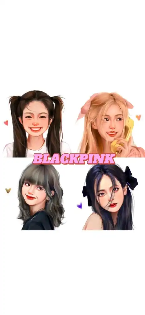 blackpink动漫风手机壁纸