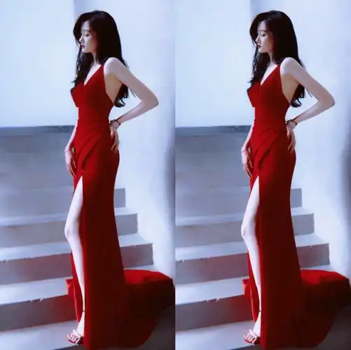 关晓彤一袭开衩红裙现身,一双大长腿圈粉无数,建议以后走辣妹路线!