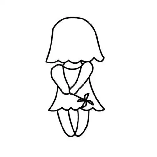 小女孩背身简笔画