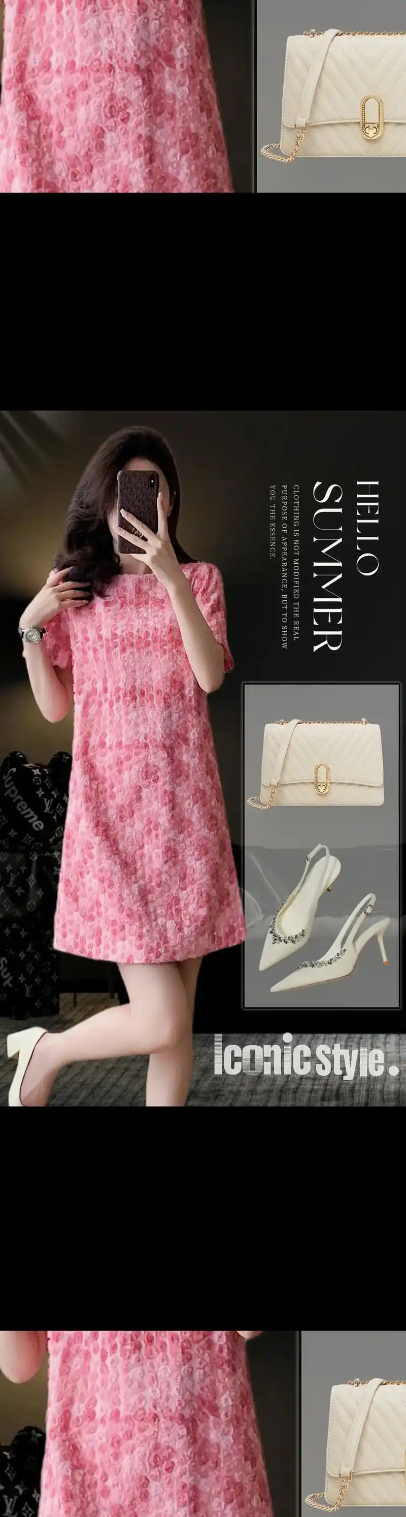 气质名媛风樱花粉色连衣裙