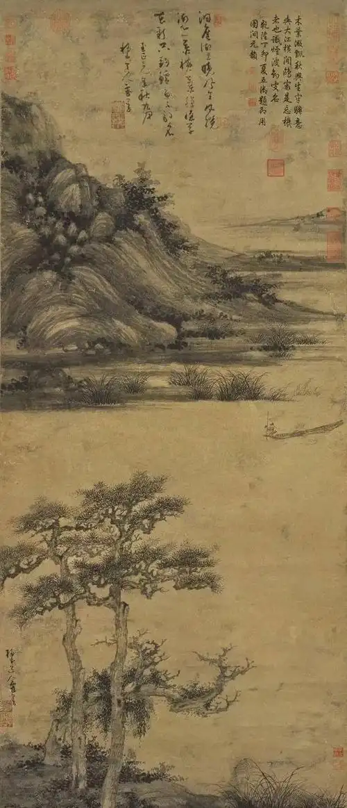 吴镇.秋江渔隐图